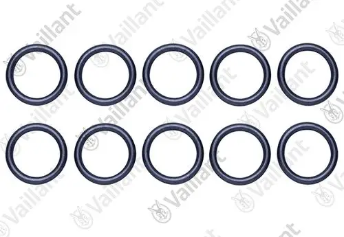 Zehn schwarze O-Ringe von Vaillant, gleichmäßig angeordnet. Sie dienen als Dichtungsringe für verschiedene Anwendungen.